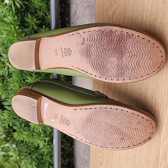 Green Leather Loafers Size 38.5 Made In Italy - Picture 8 of 11